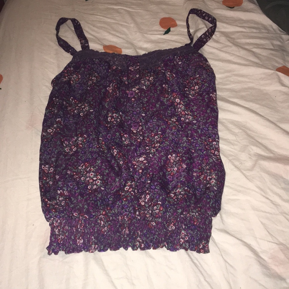 Purple floral tank top